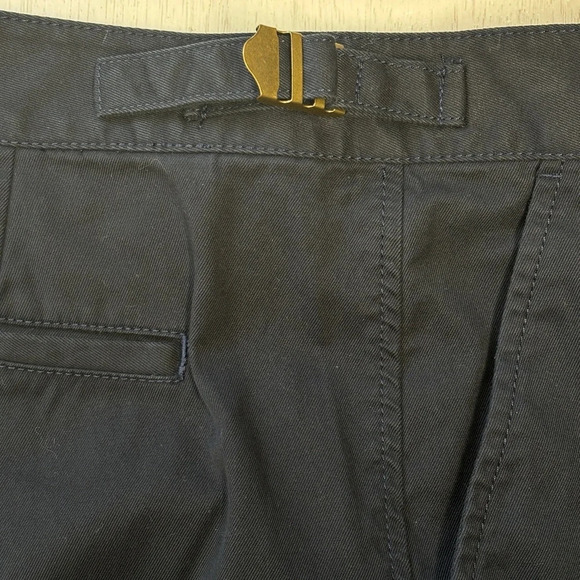 LL Bean wide leg cotton navy blue trouser pants side buckle cinch 8 - Picture 3 of 8